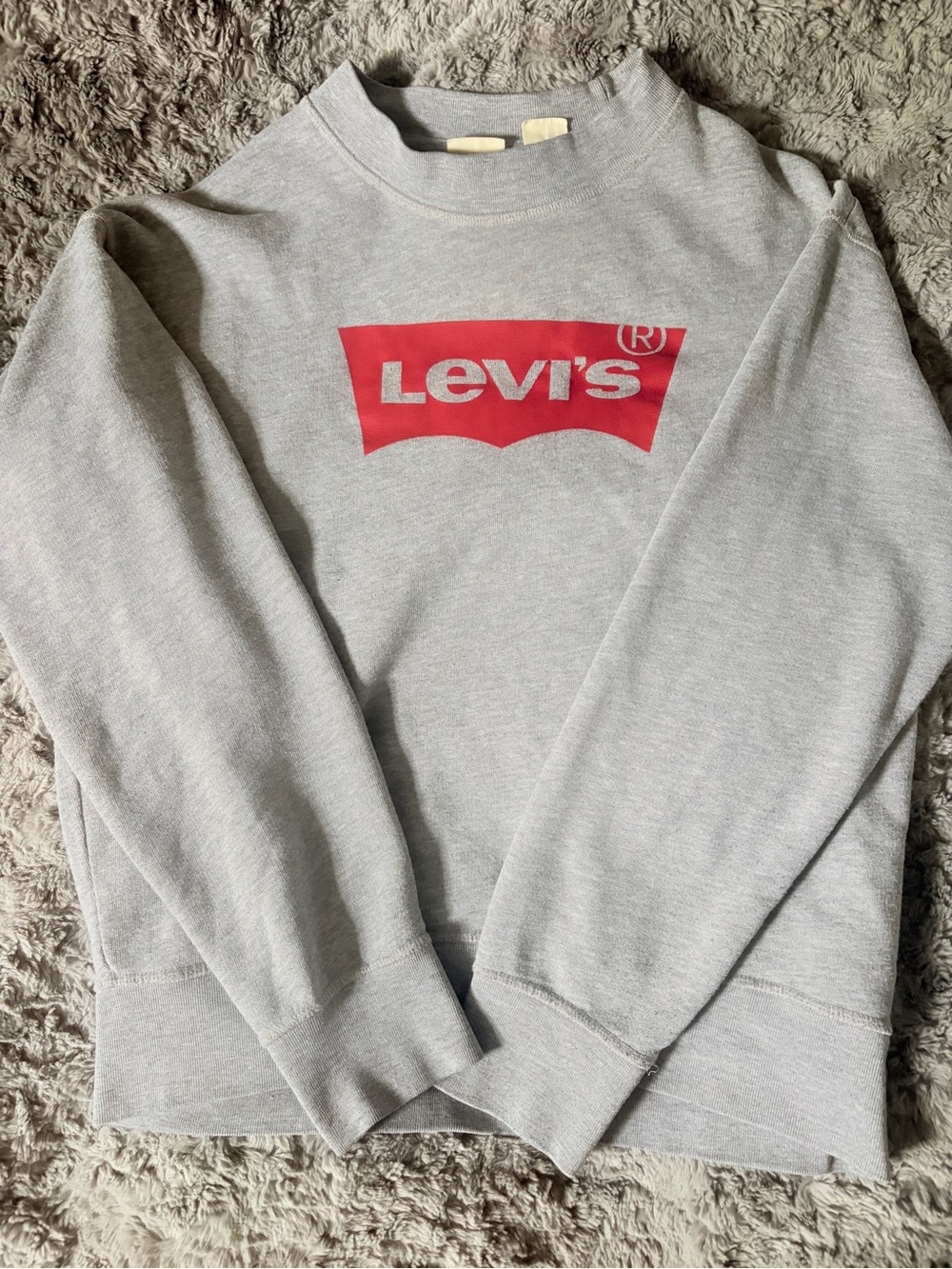 Levi's Gray Crewneck Sweatshirt with Red Logo